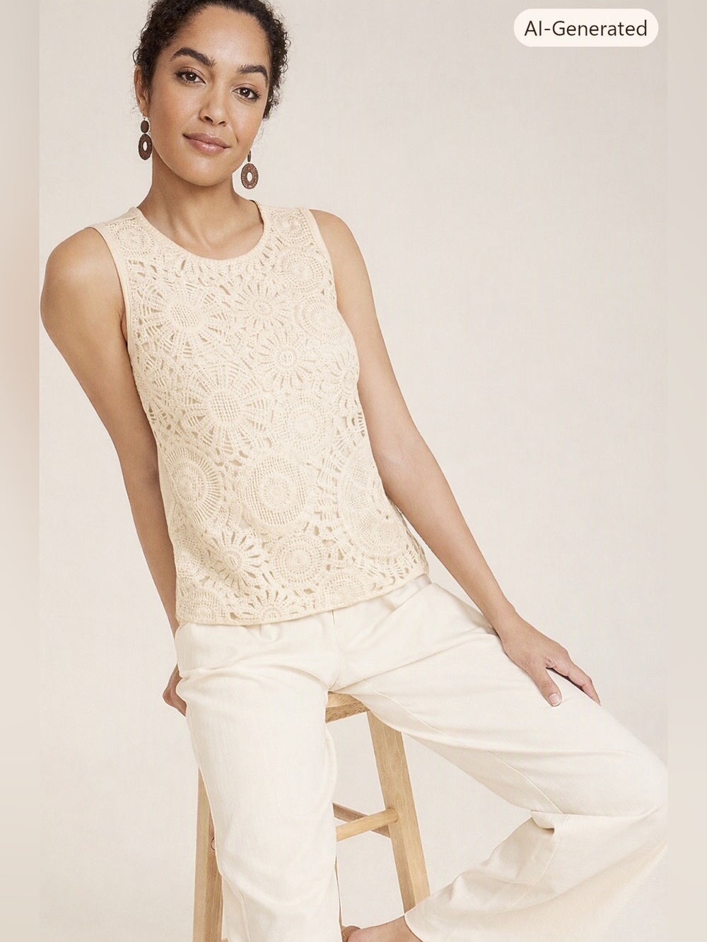 NWT - Maurices - crochet front tank top. Cream. Size 3X